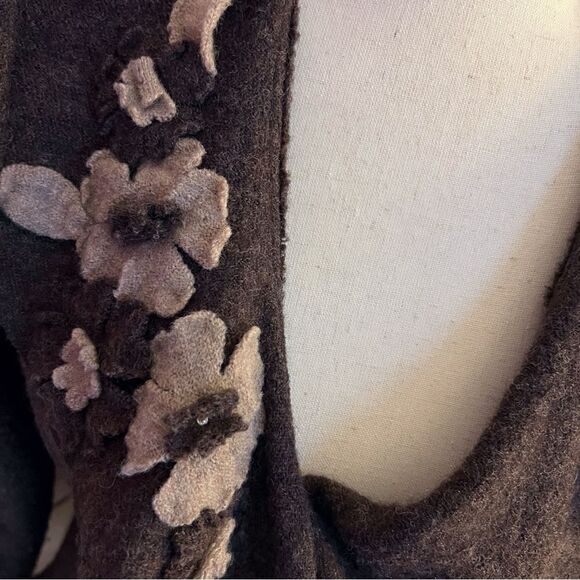 Cynthia Rowley wool ruffle felt tie waist coat - Picture 5 of 7